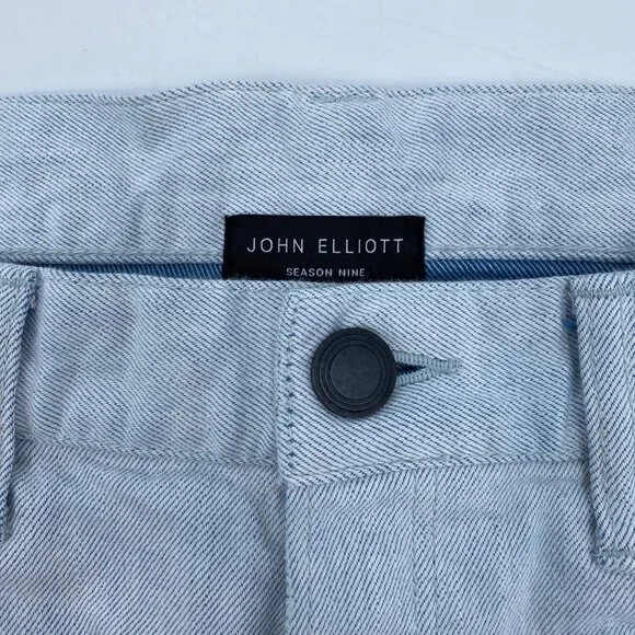 John Elliott Blue Light Wash Distressed Slim JeansSize 31